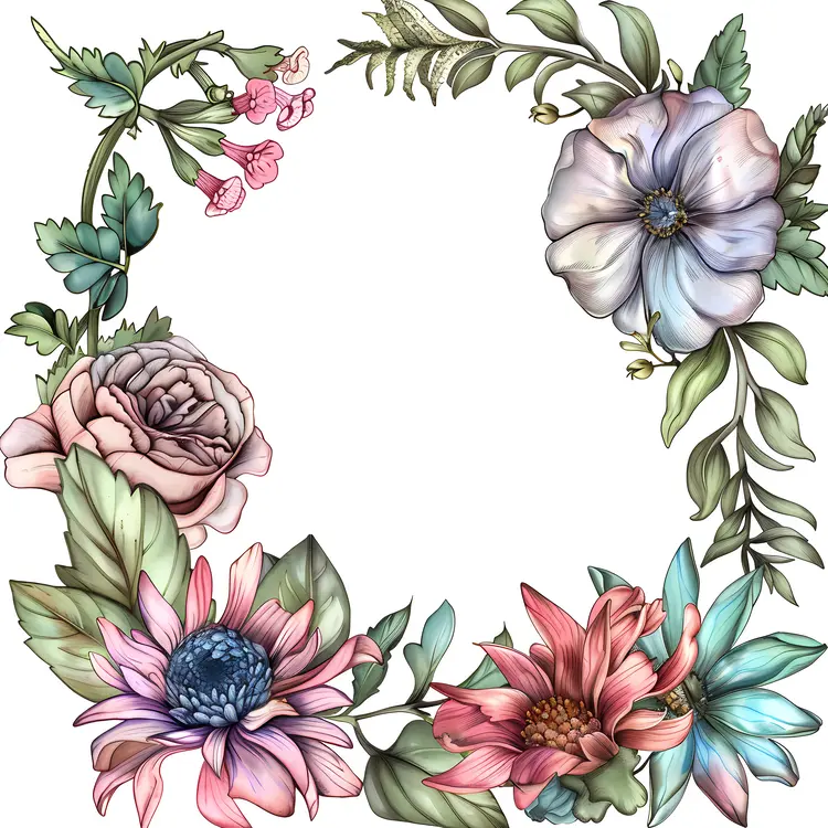 Floral Wreath with Colorful Flowers