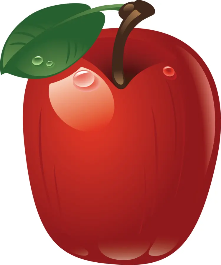 Red Apple with Leaf Illustration