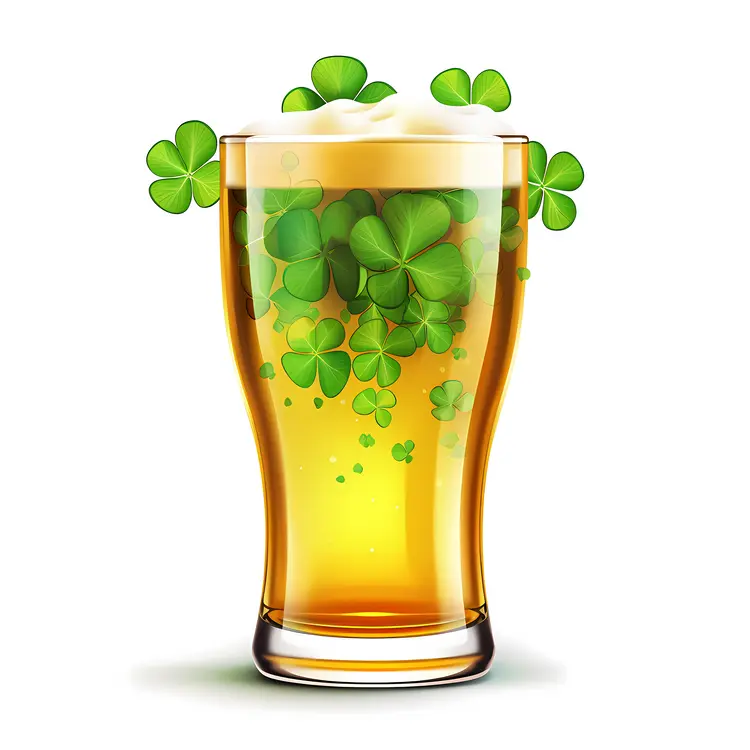 Beer Glass with Clovers for St. Patrick's Day