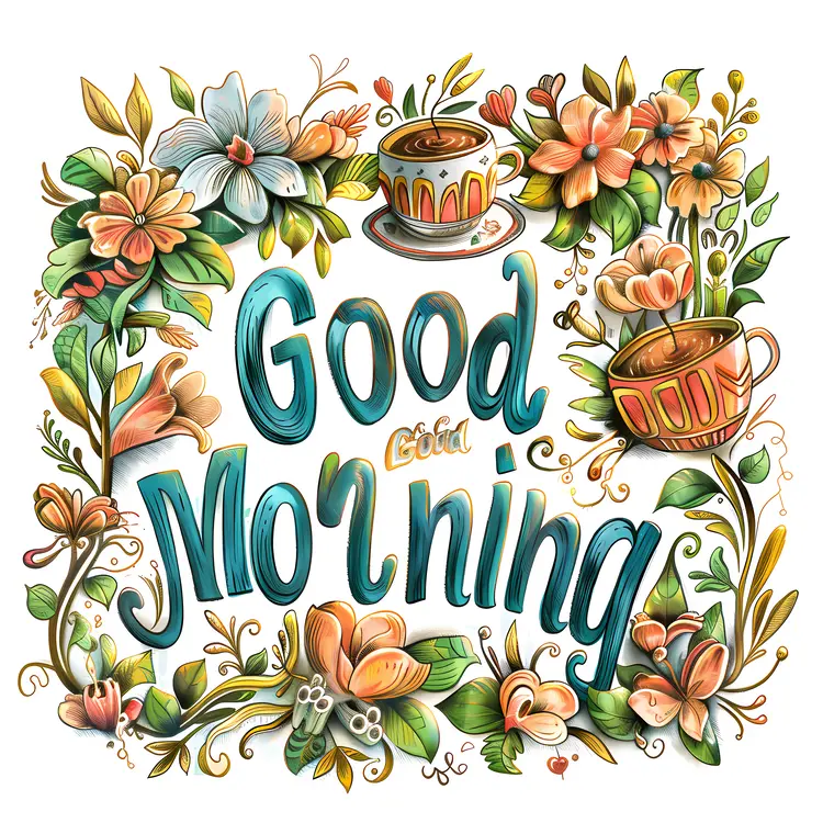 Good Morning with Coffee and Flowers