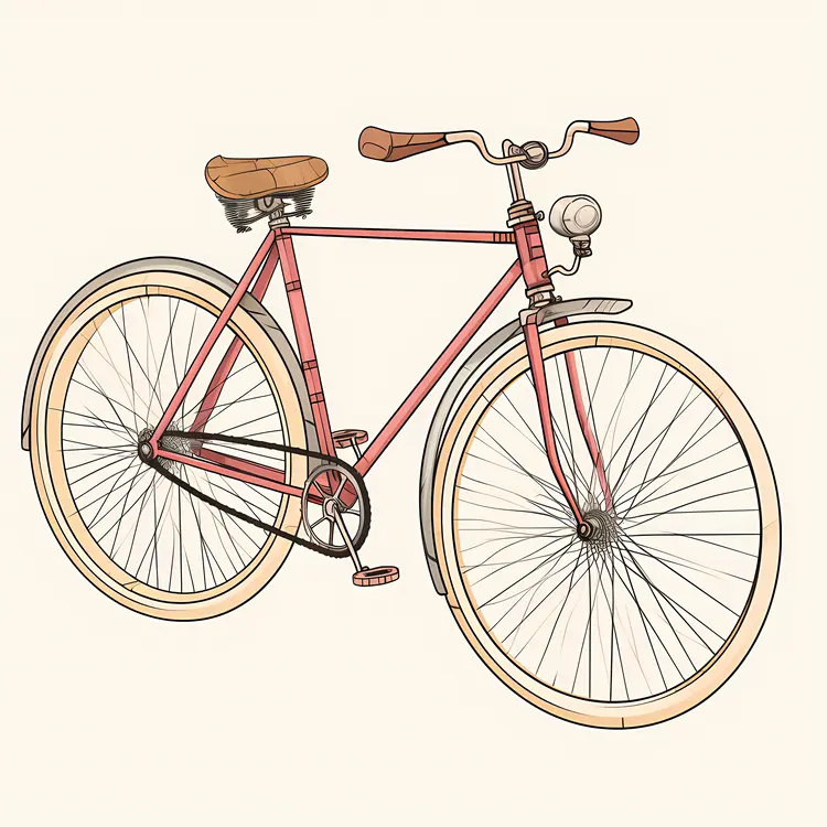 Vintage Red Bicycle Illustration