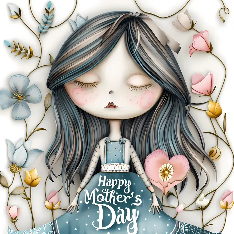 Cute Girl Illustration for Mother's Day