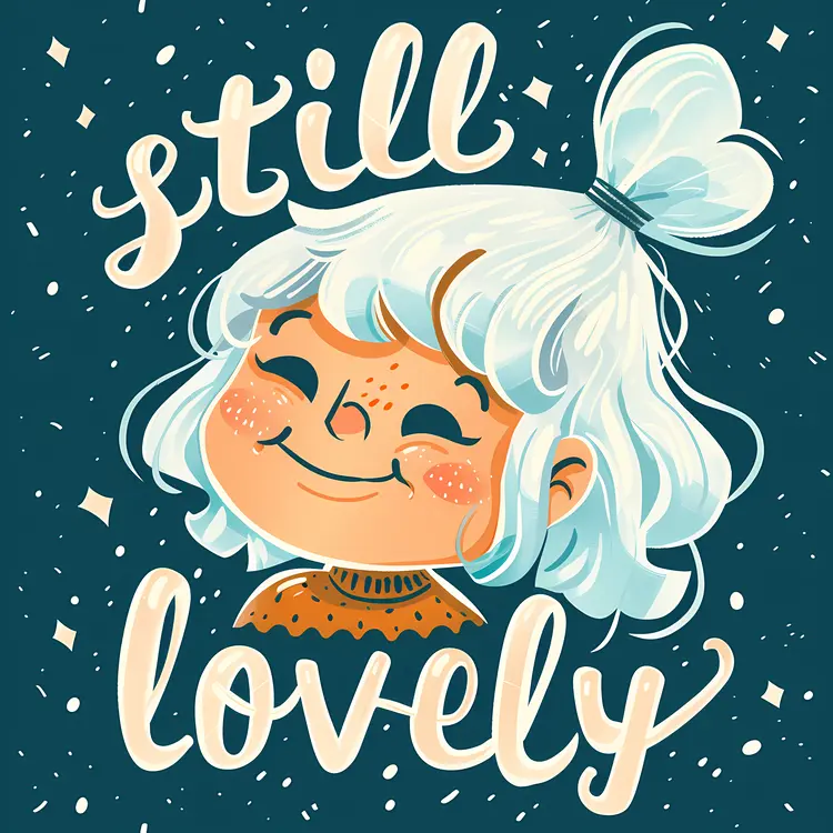 Still Lovely Girl Illustration with White Hair