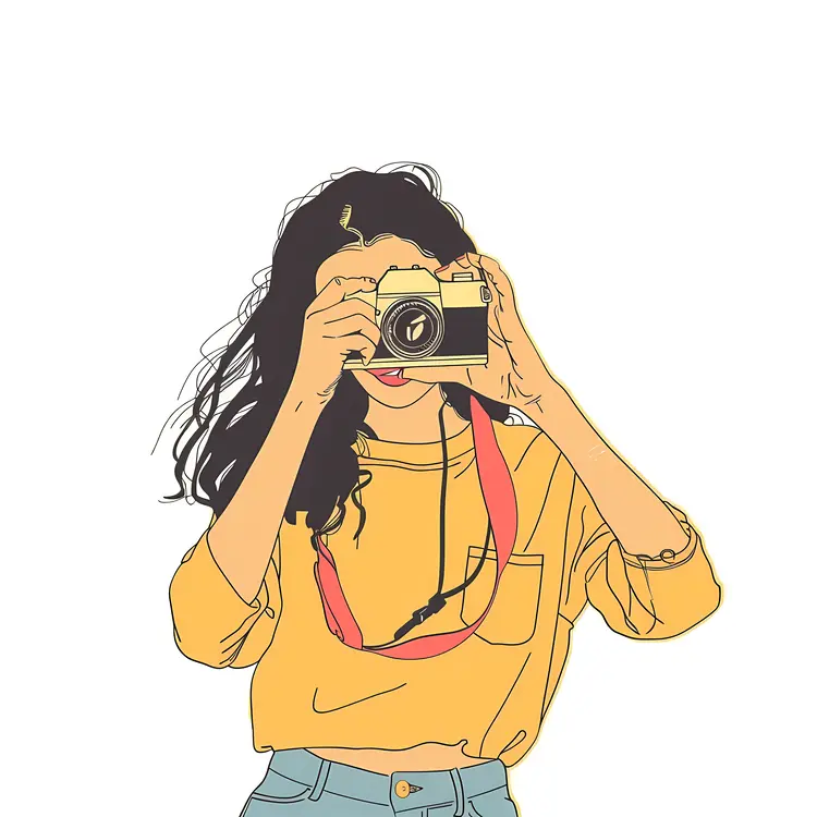 Photographer with Camera in Yellow Shirt
