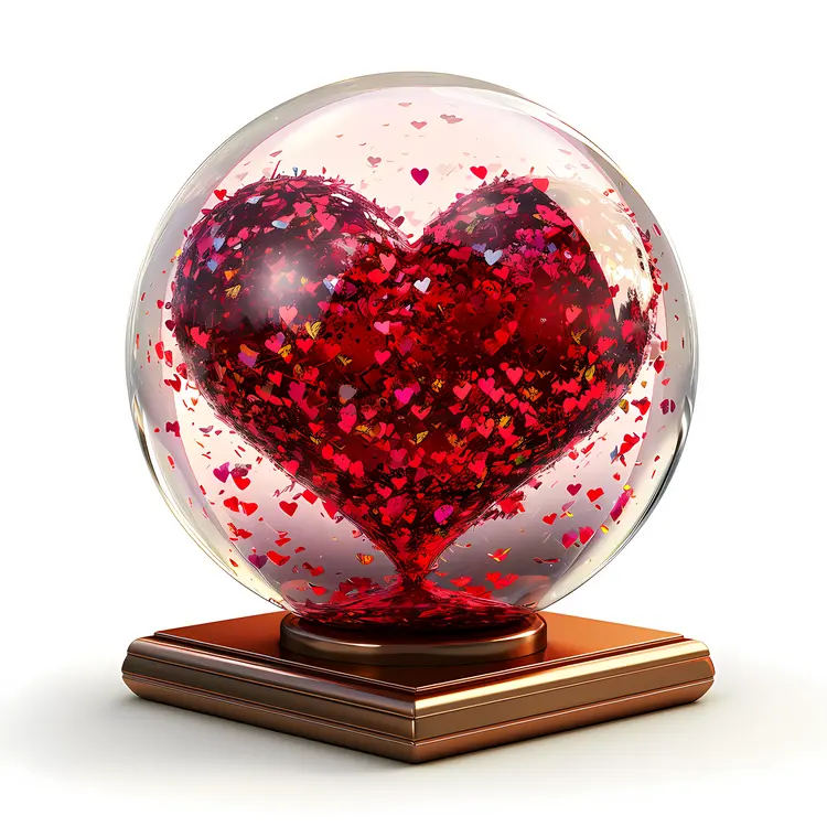 Globe with Red Heart and Glitter