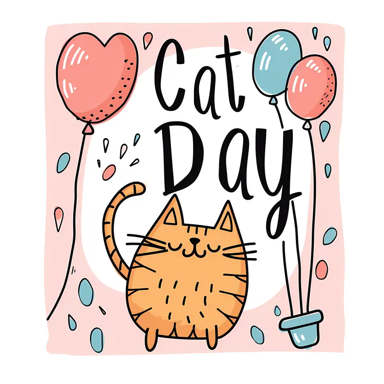Cat Day Celebration with Balloons