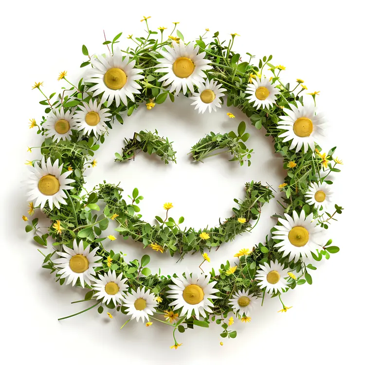 Smiling Face with Daisy Wreath