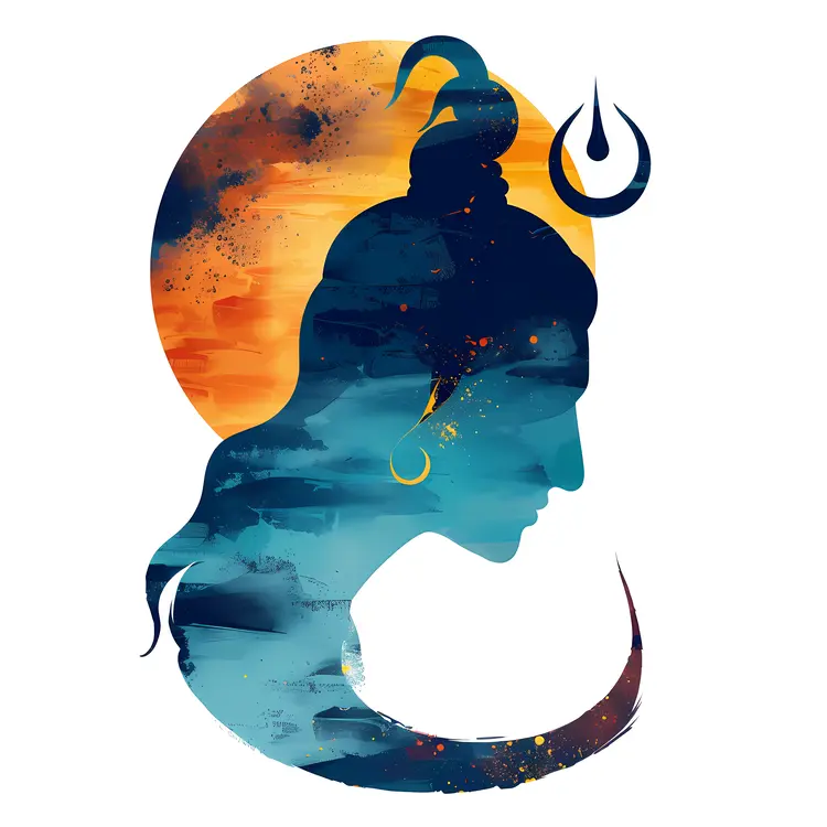 Blue and Orange Shiva Illustration