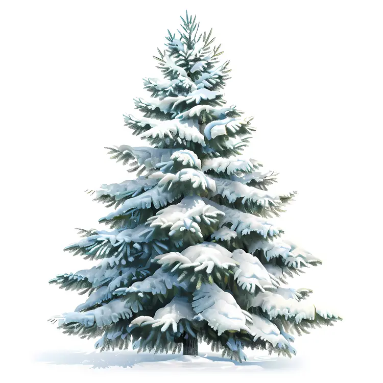 Snowy Christmas Tree in Winter