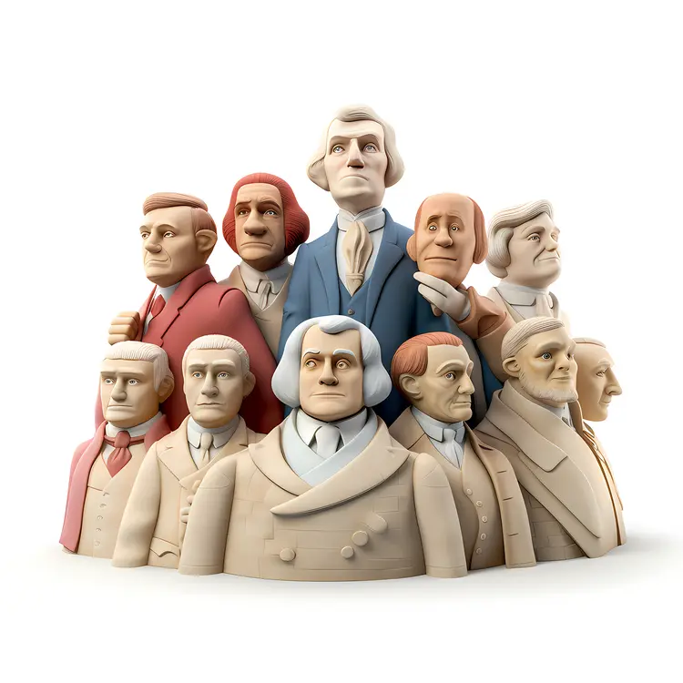 Cartoon Presidents in Historical Attire