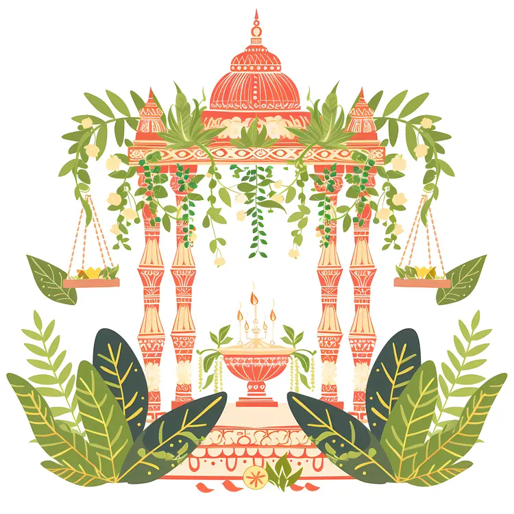 Temple Structure with Greenery