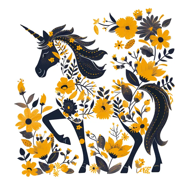 Floral Unicorn Illustration