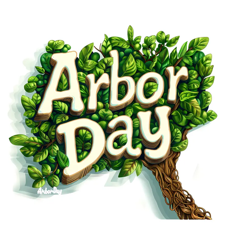 Arbor Day Celebration with Green Leaves