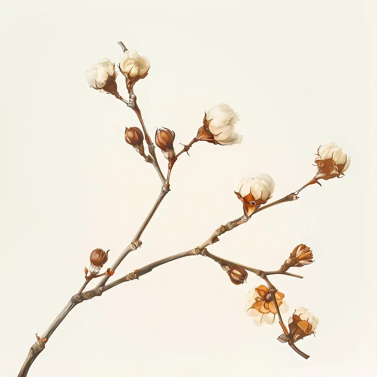 Minimalist Cotton Plant Art