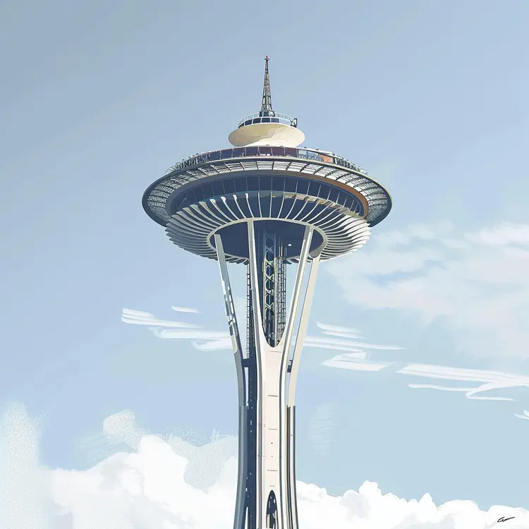 Realistic Space Needle Illustration