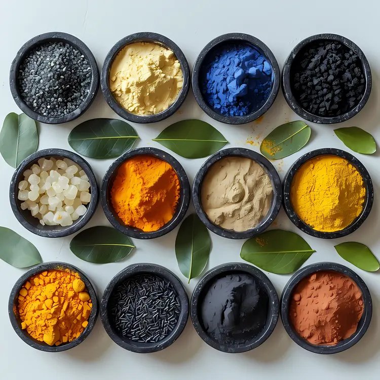 Colorful Pigments in Multiple Bowls