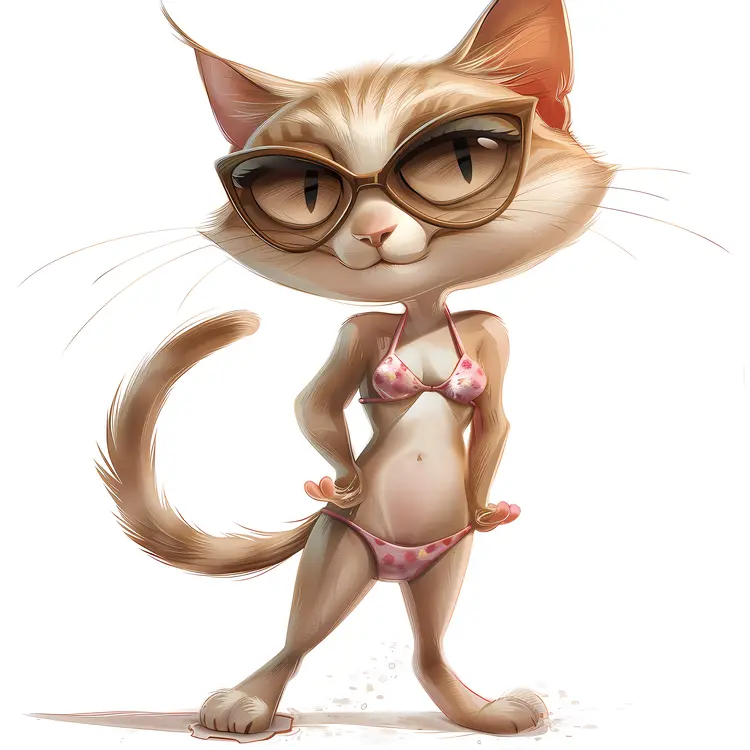 Stylish Cat in Bikini