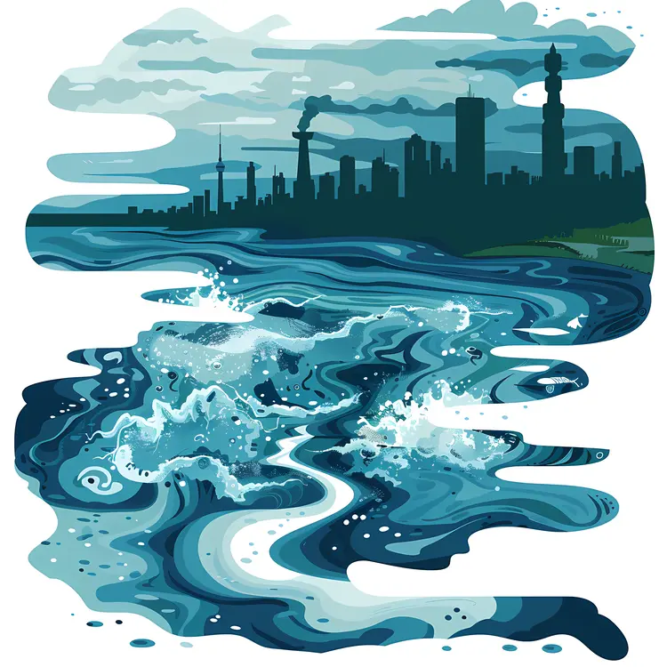 Polluted Water with Cityscape