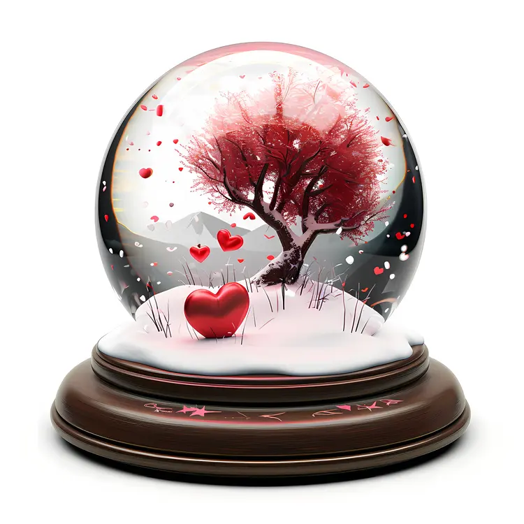Snow Globe with Heart Tree