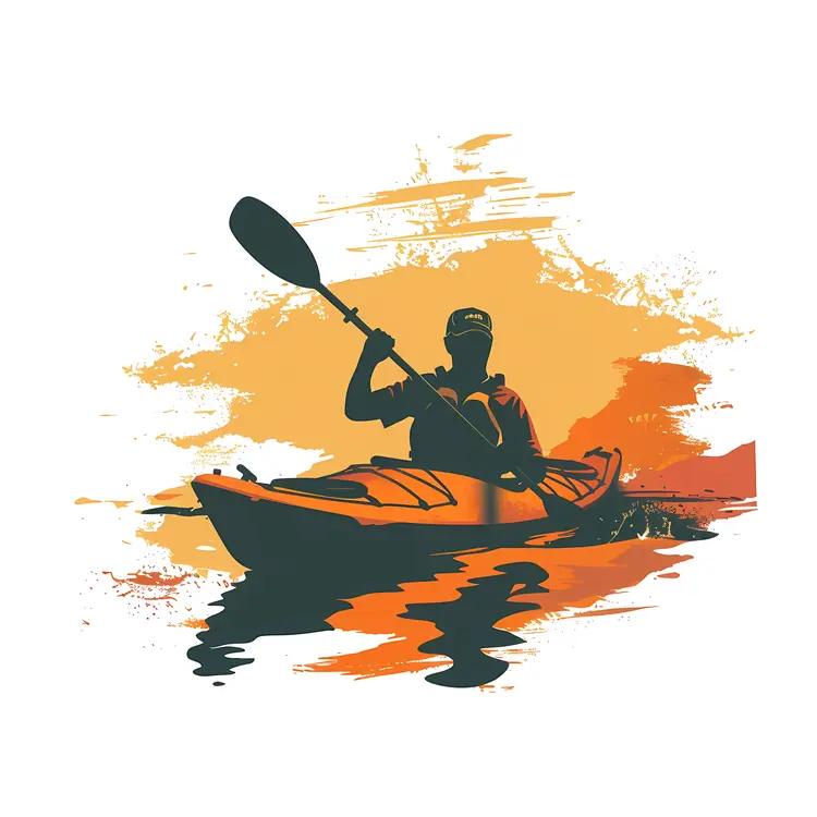 Kayaker Paddling at Sunset