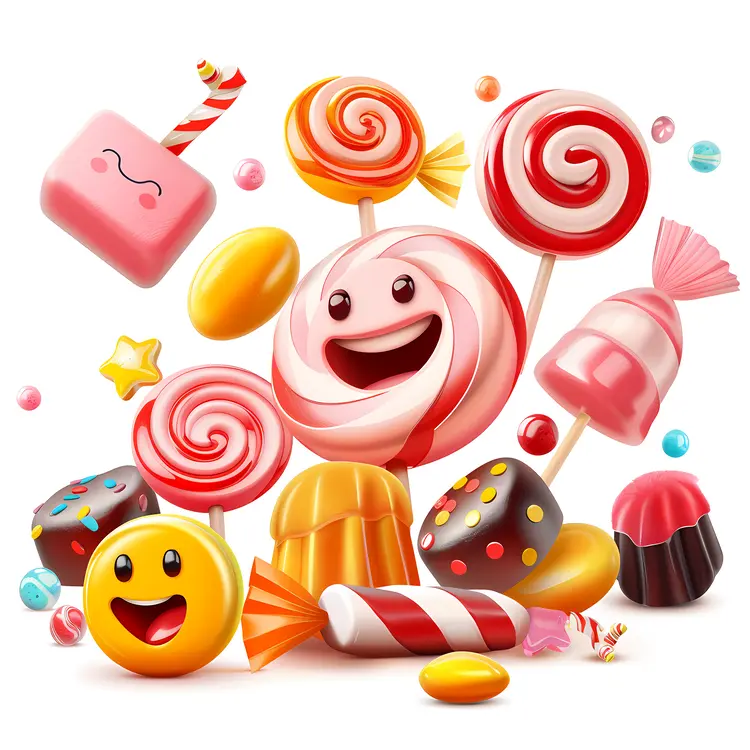 Colorful Candy with Smiling Faces