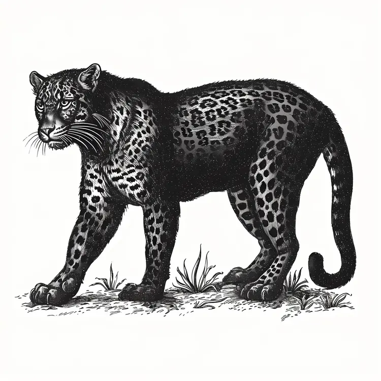 Black and White Leopard Illustration