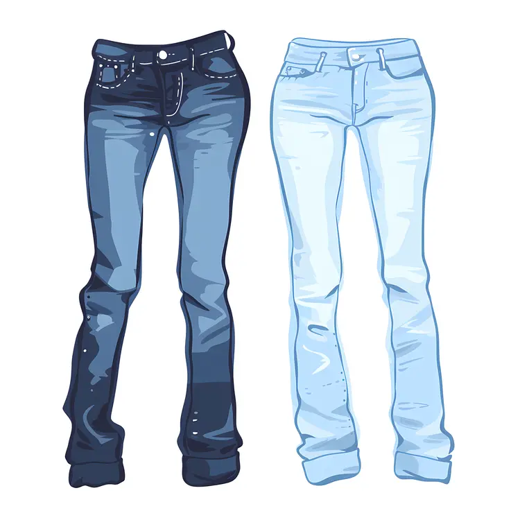 Dark and Light Blue Jeans Illustration