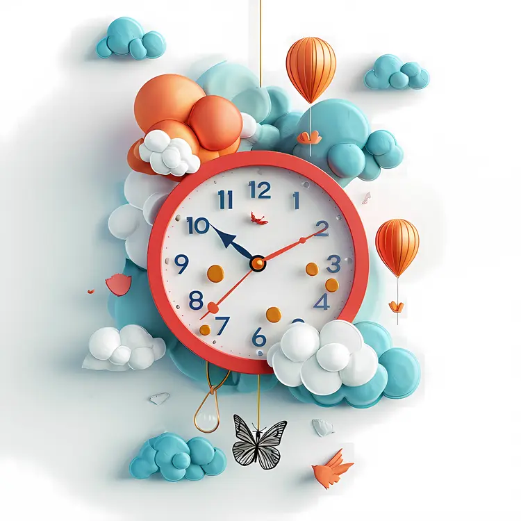 Colorful Clock with Clouds