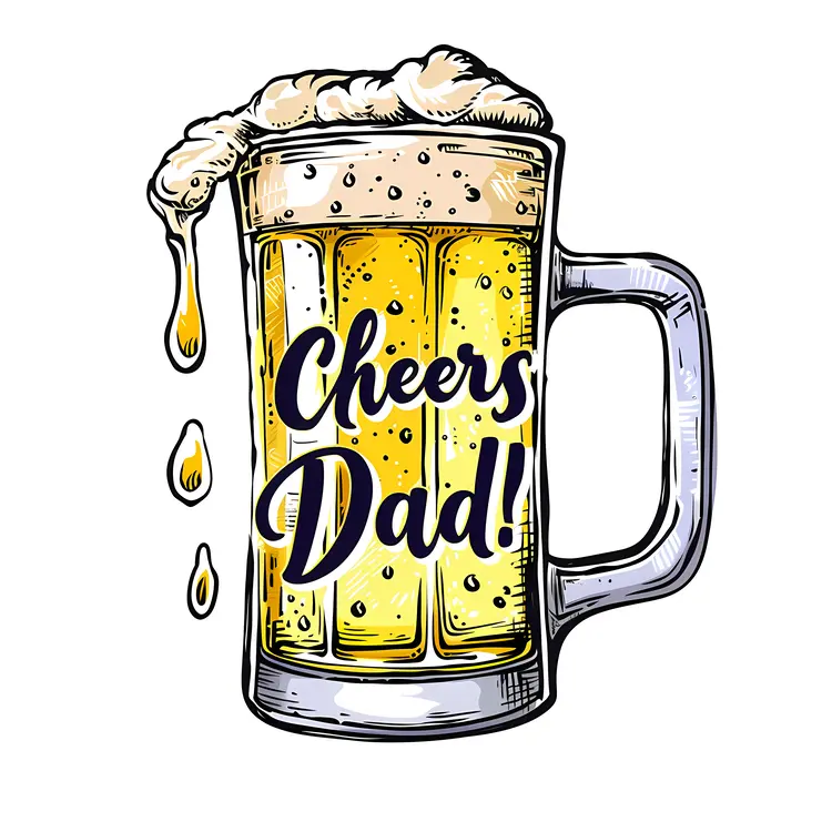 Cheers Dad Beer Mug Illustration for Father's Day