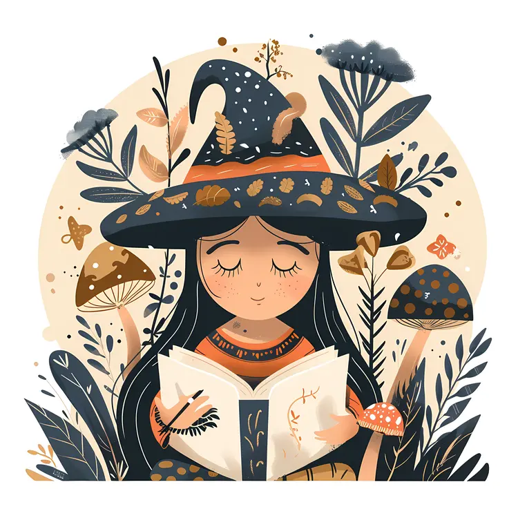 Girl Reading Book in Nature