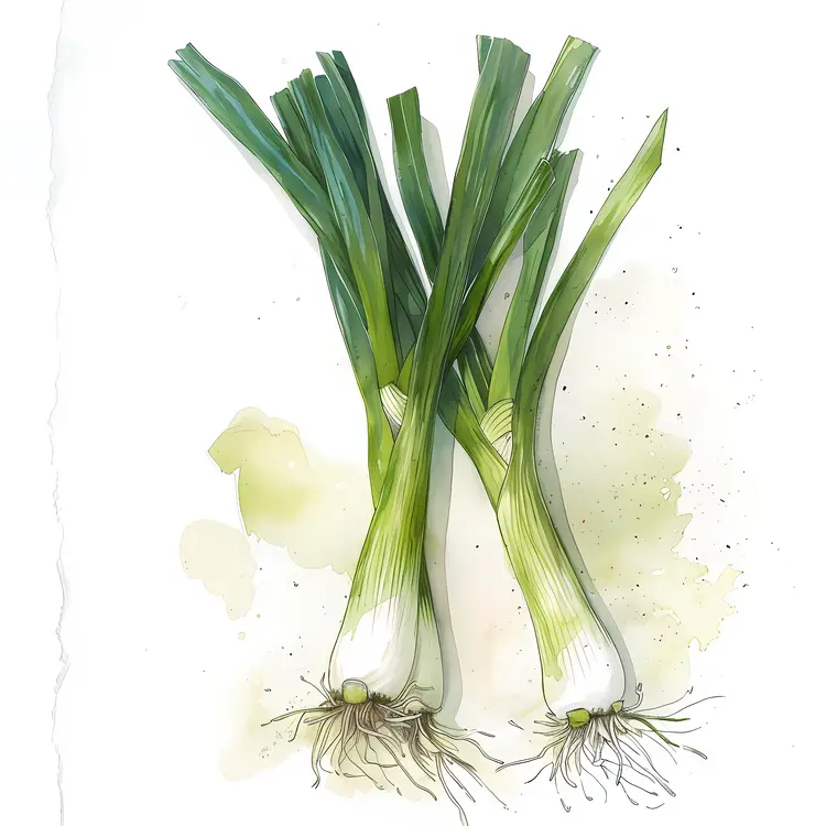 Fresh Green Onions with Roots