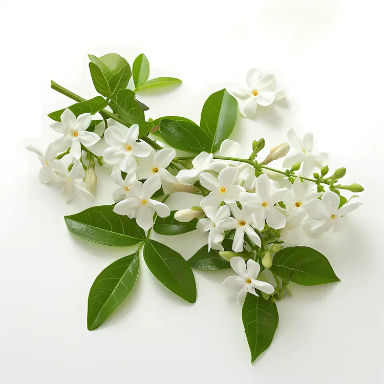 Beautiful White Flowers with Green Leaves