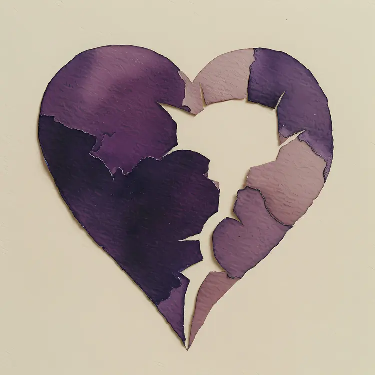 Purple Cracked Heart Illustration
