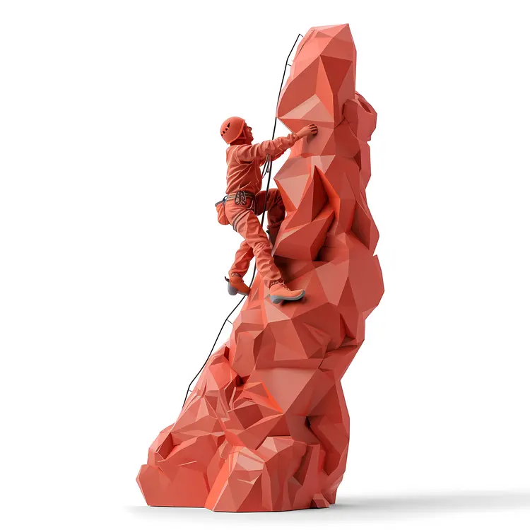 Red Climber on Geometric Rock