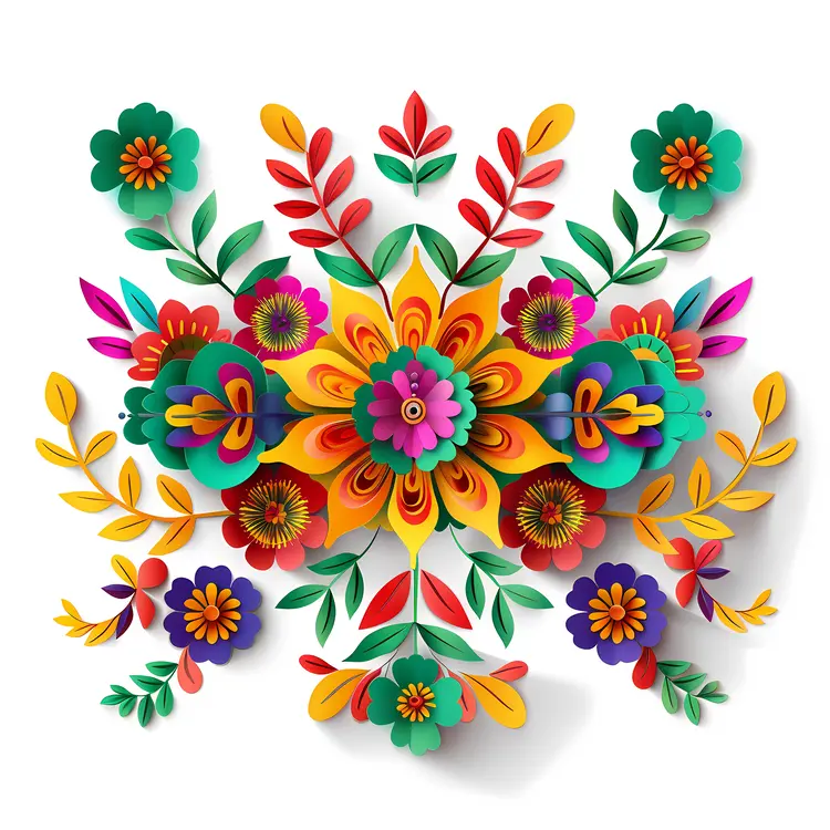 Colorful Paper Flowers in Artistic Arrangement