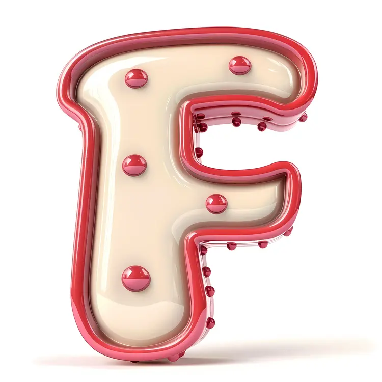 Decorative White and Red Letter F