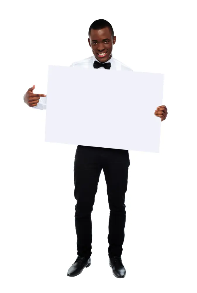 Man Holding Blank Sign