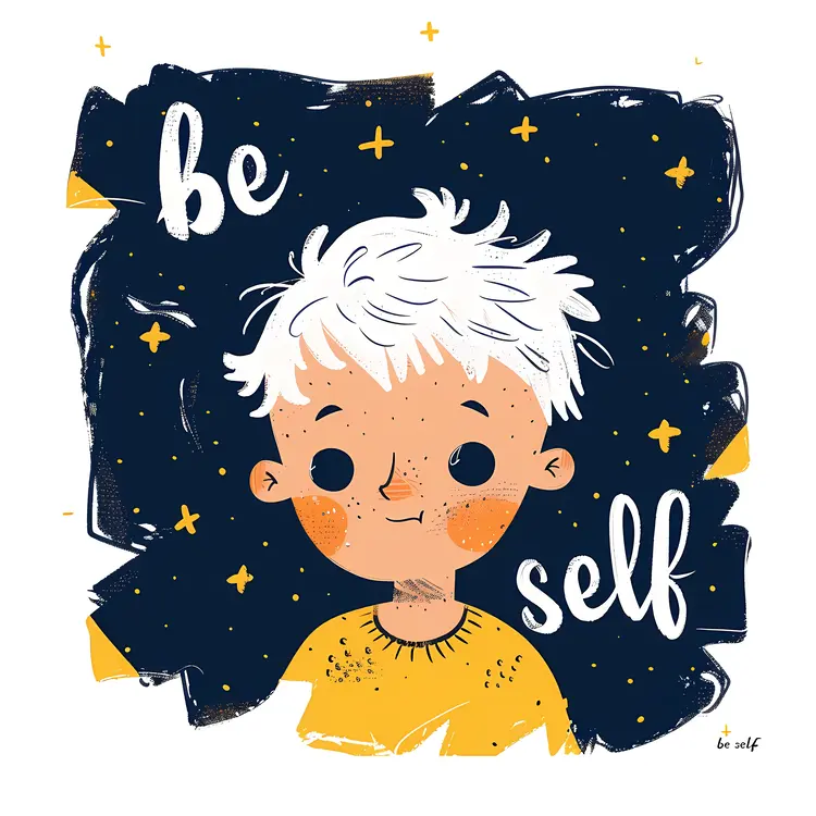 Cute Doodle Boy with White Hair