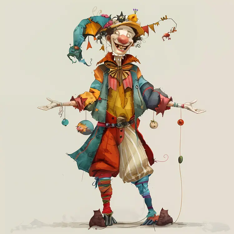 Playful Jester with Colorful Clothes