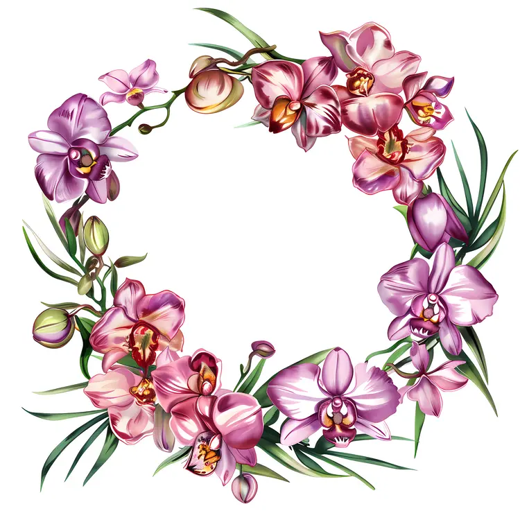 Elegant Pink Orchid Wreath