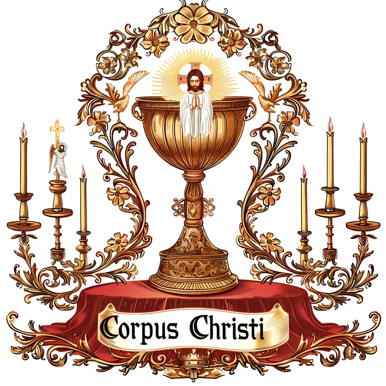 Corpus Christi Religious Celebration with Chalice and Candles