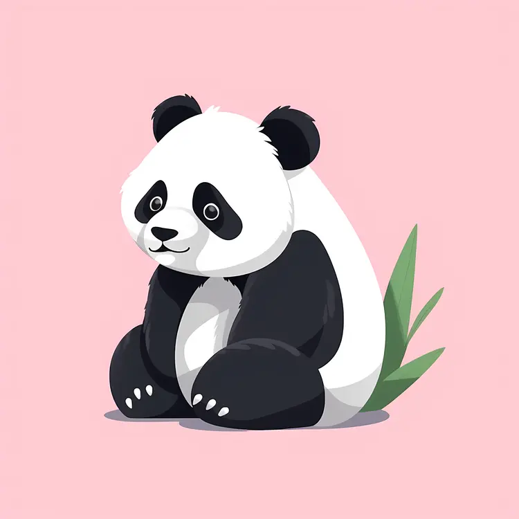 Cute Panda Sitting with Bamboo