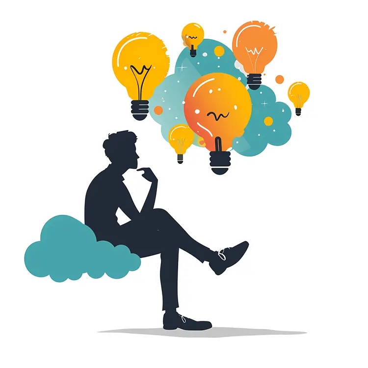 Man with Light Bulb Ideas Illustration