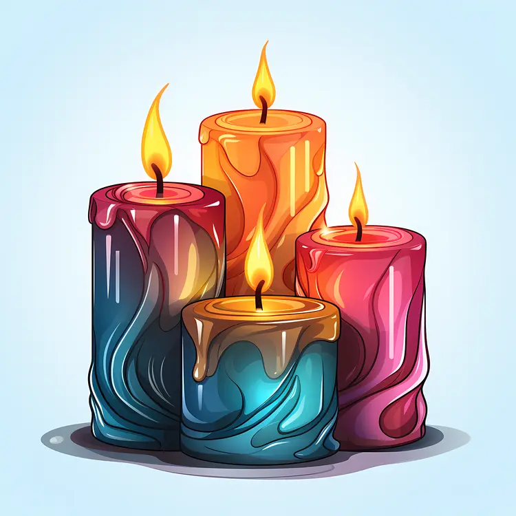 Colorful Candles in a Group