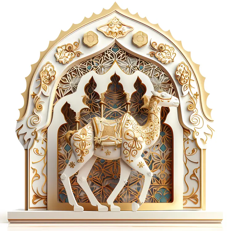 Decorative Camel with Intricate Architecture