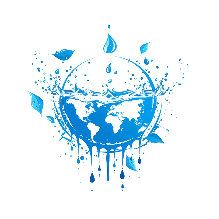 World Map with Water Elements