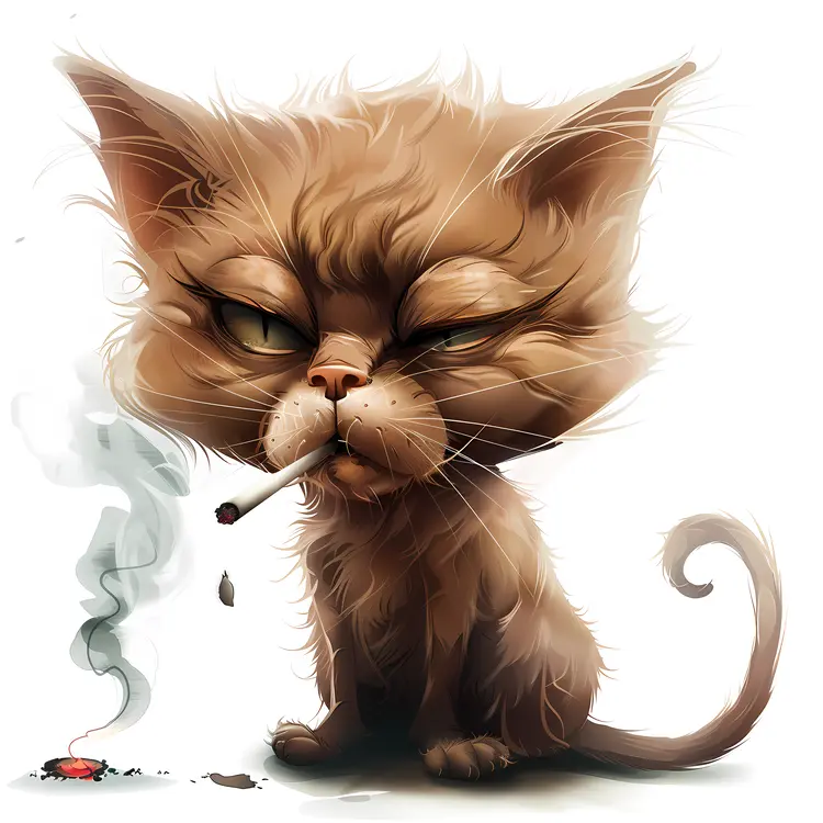 Cartoon Cat Smoking
