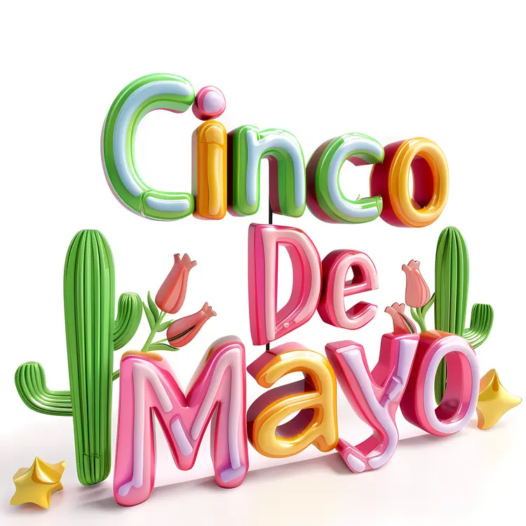 Cinco De Mayo Celebration with Cactus and Flowers