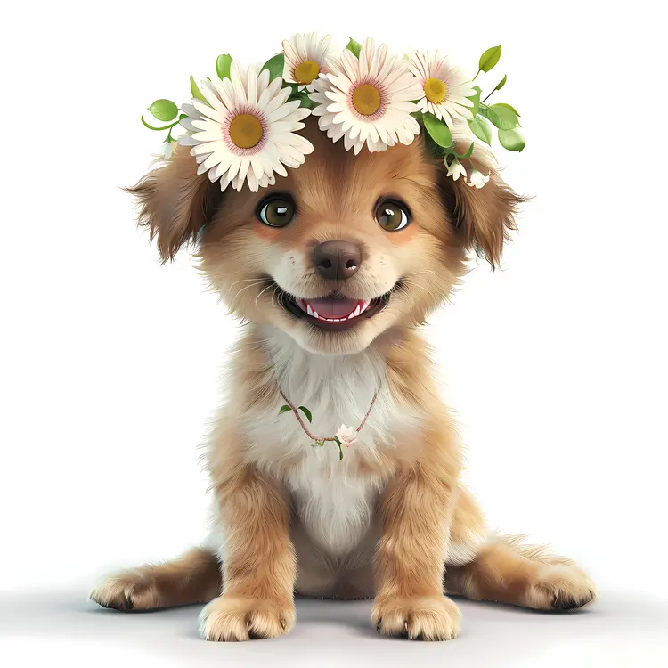 Adorable Puppy with Floral Crown
