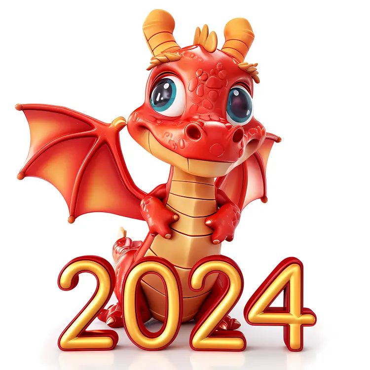 Red Dragon with 2024 New Year